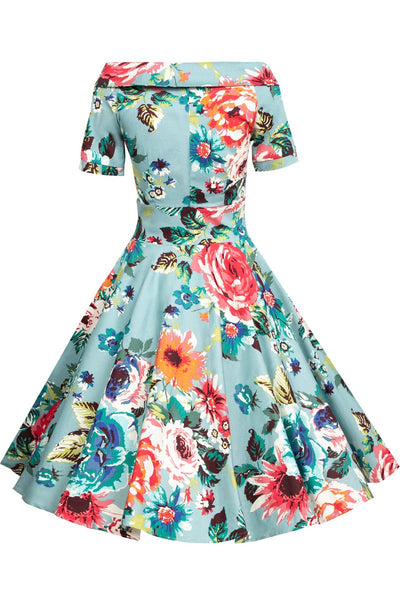 Woman's Blue Floral Swing Dress