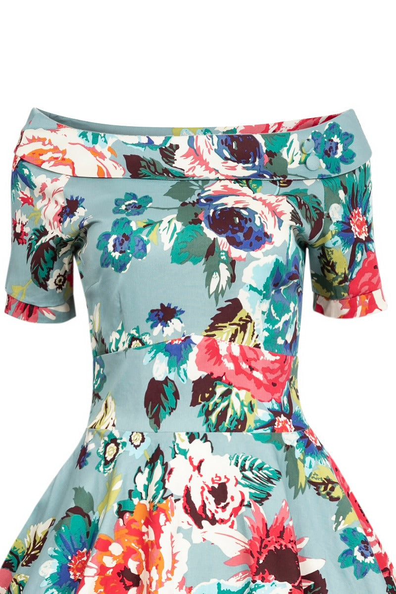 Woman's Blue Floral Swing Dress
