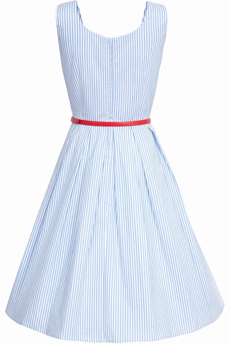 Amanda Blue Striped Swing Dress