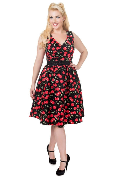 Crossover Bust Cherry Swing Dress