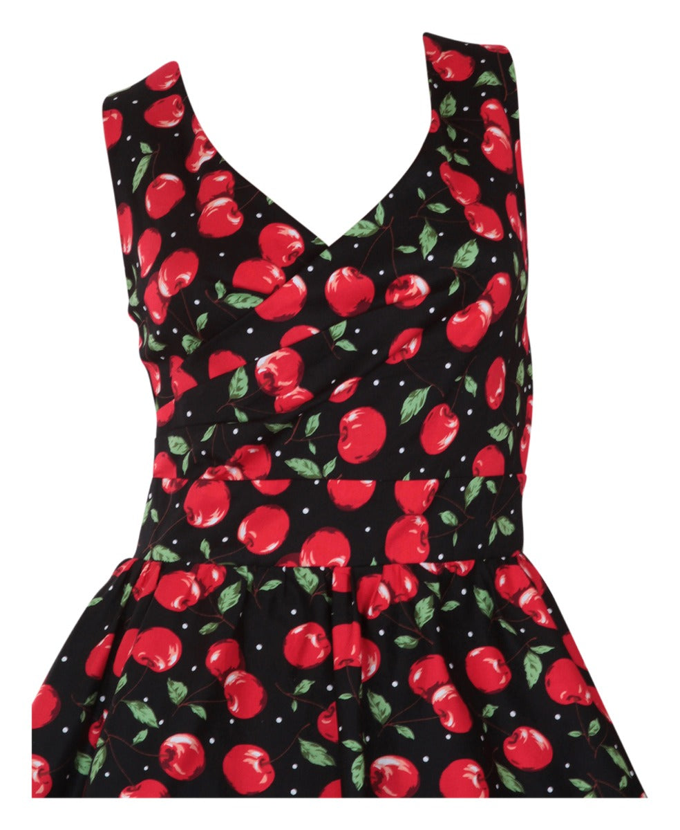 Woman's Crossover Bust Cherry Swing Dress