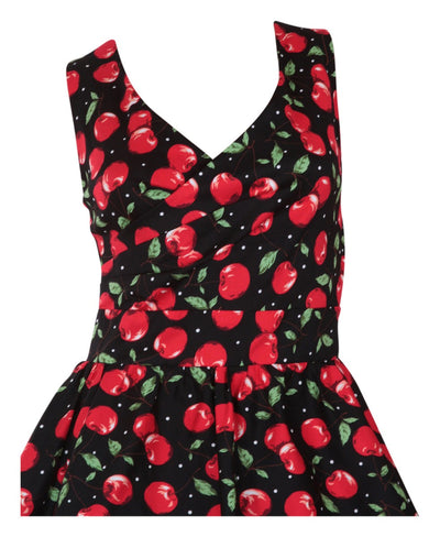 Woman's Crossover Bust Cherry Swing Dress