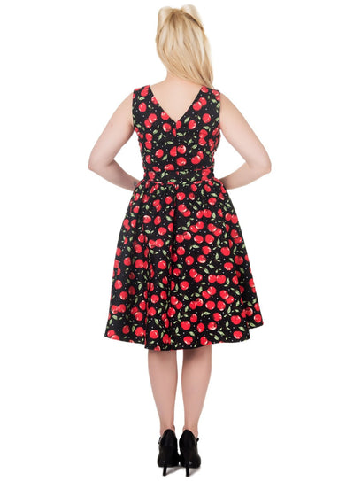 Woman's Crossover Bust Cherry Swing DressCrossover Bust Cherry Swing Dress