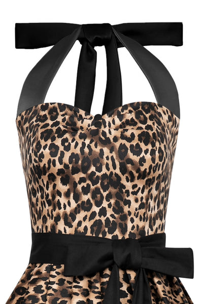 Sophia Halter Neck Leopard Print Swing Dress