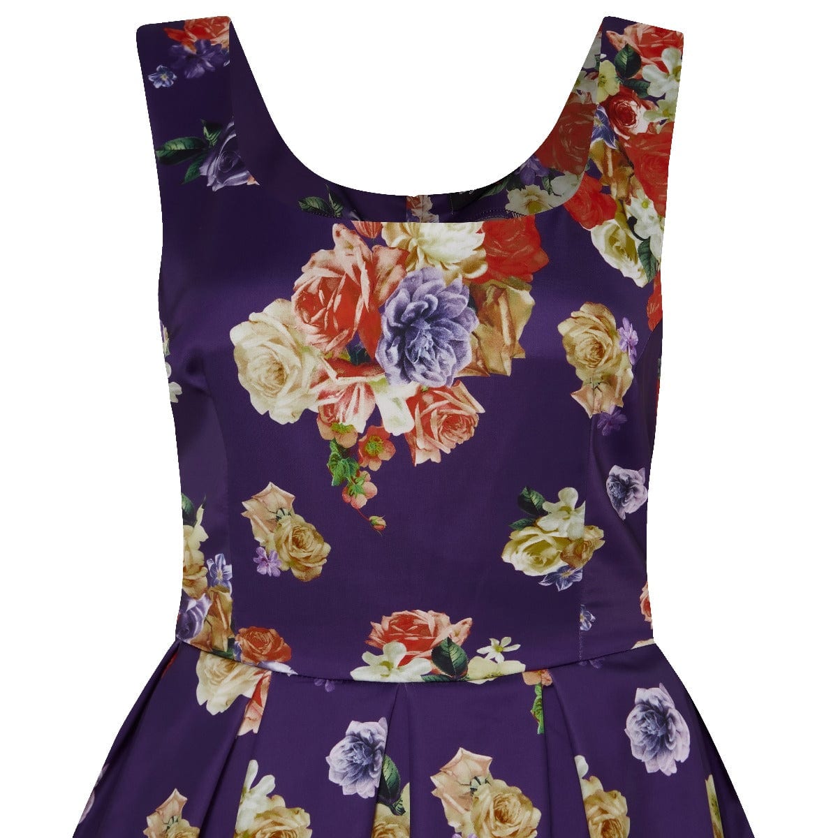 Woman's Purple Floral Swing Dress 