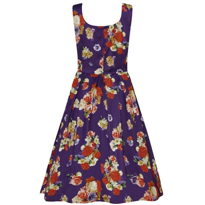 Woman's Purple Floral Swing Dress 