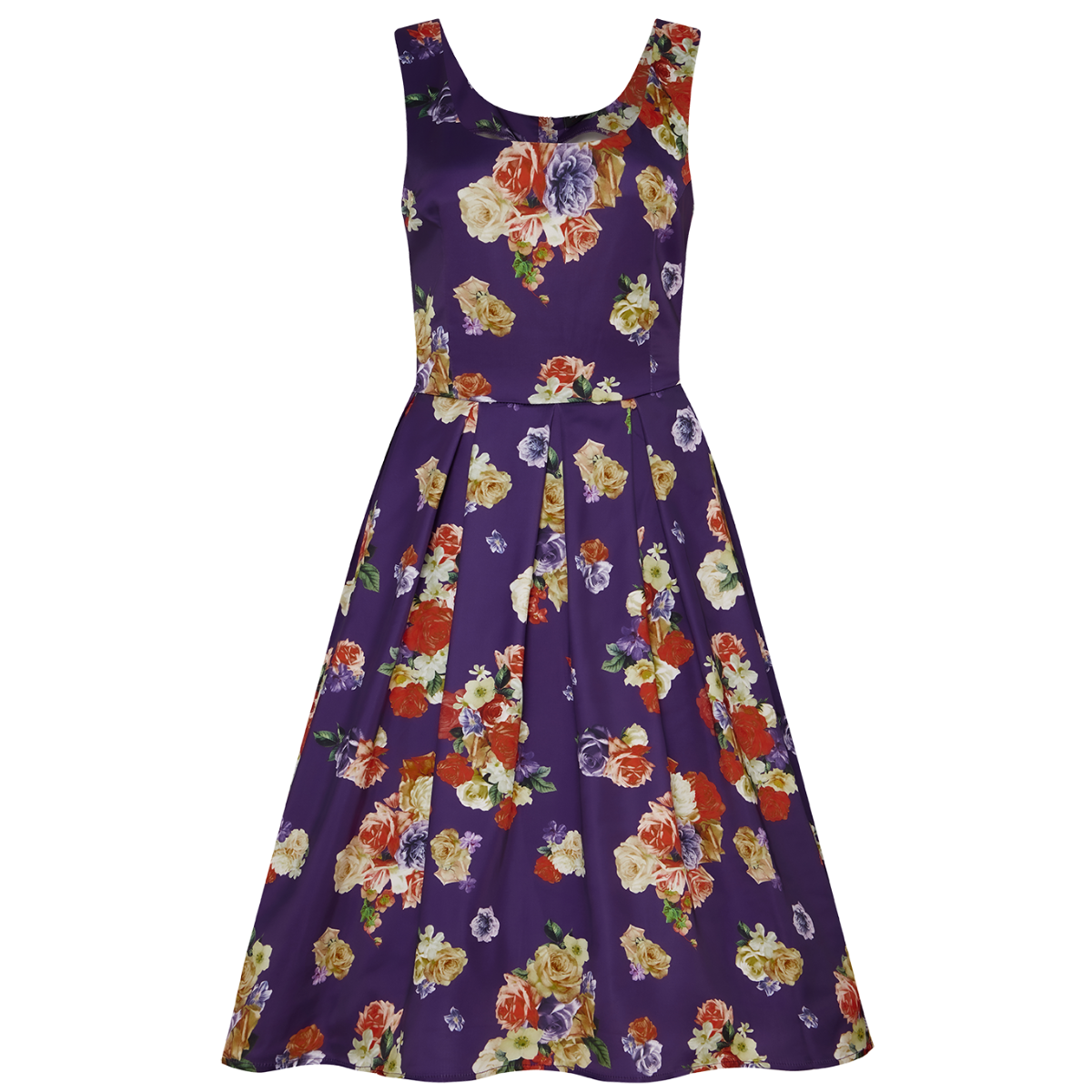 Woman's Purple Floral Swing Dress 