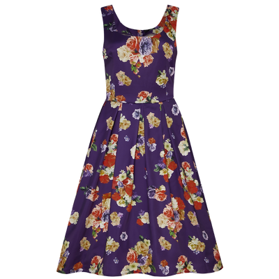 Woman's Purple Floral Swing Dress 