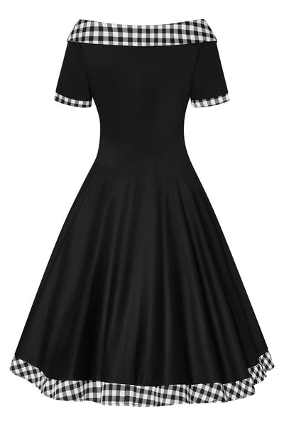Woman's Retro Swing Dress in Black and White Check