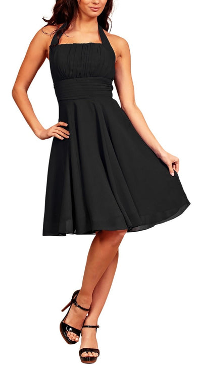 Women's Black Cocktail Chiffon Dresses