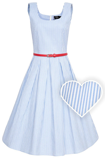 Amanda Blue Striped Swing Dress