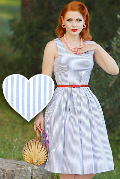 Amanda Blue Striped Swing Dress
