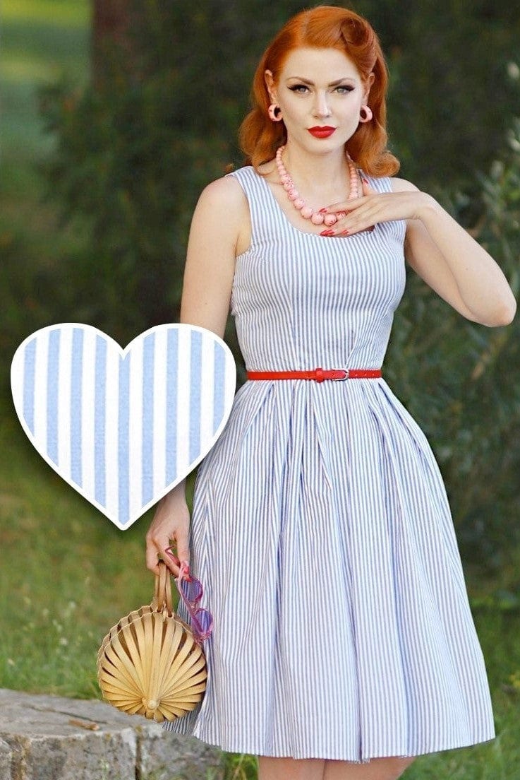 Amanda Blue Striped Swing Dress