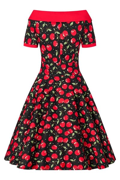Roll Collar Cherry Swing Dress
