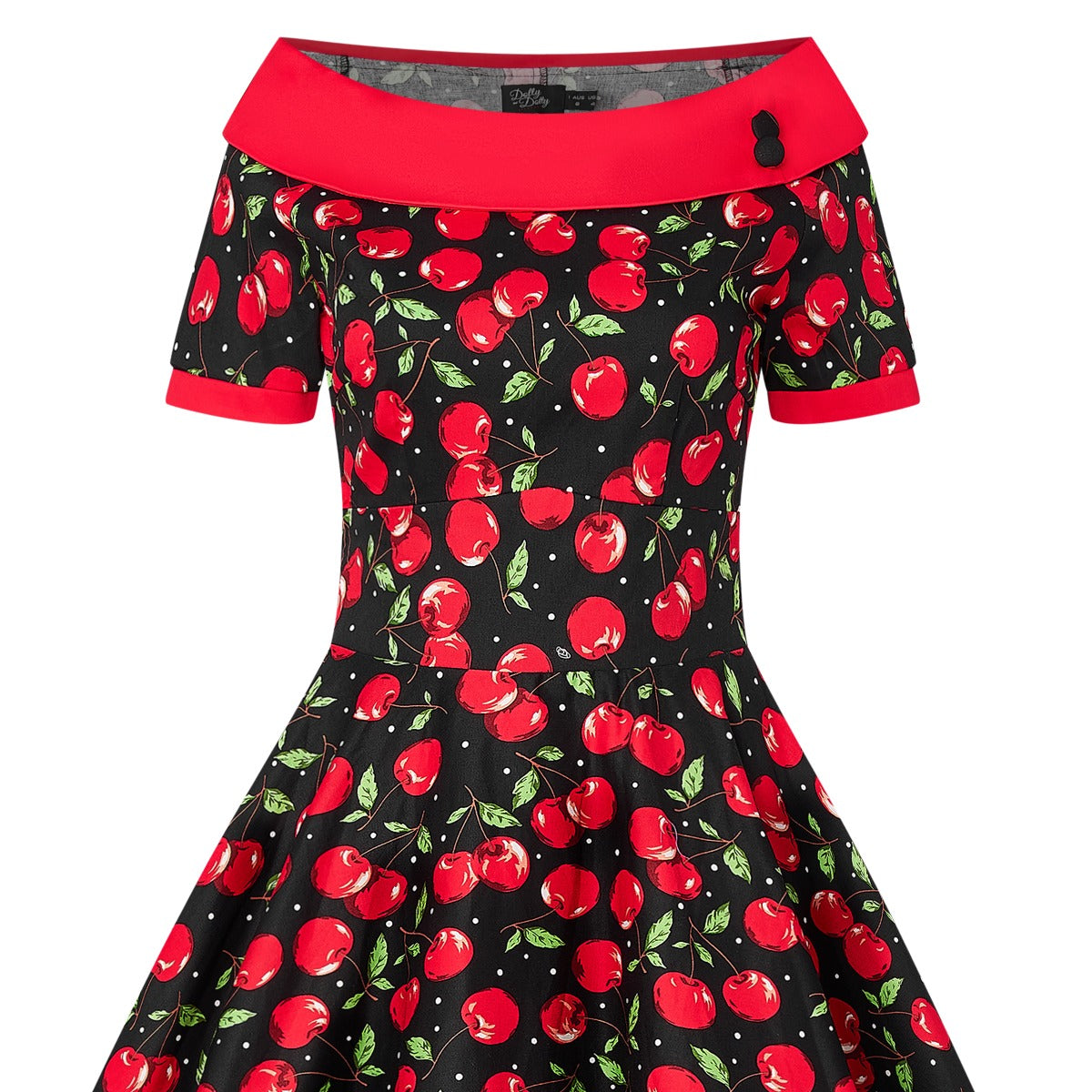Roll Collar Cherry Swing Dress