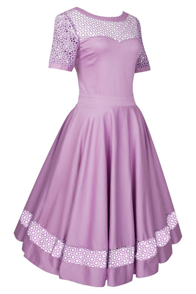 Tess Lilac Lace Sleeved Dress