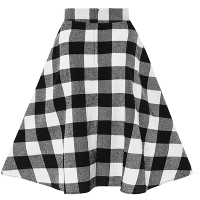 Women's Monochrome Tartan Swing Skirt