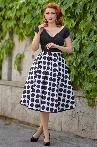 Women's Off Shoulder Monochrome Polka Dot  Dress