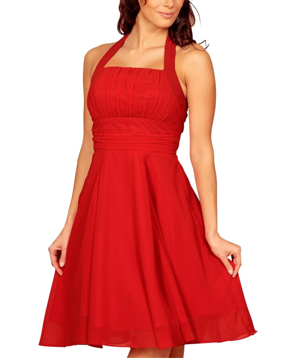 Women's Red Cocktail Chiffon Dresses