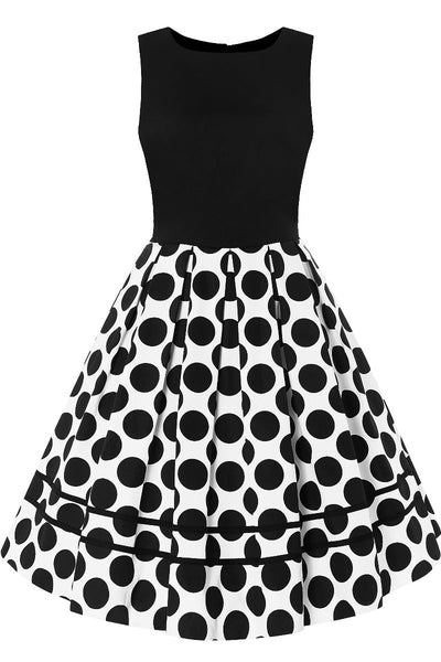 Annie Retro Monotone Polka Dot Dress