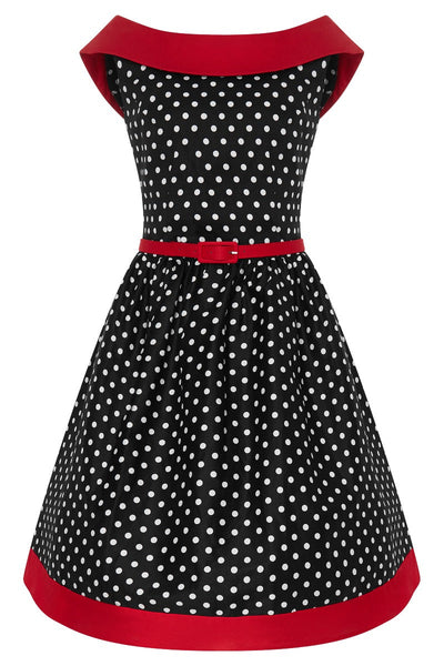 Cindy Dress in Black Polka and Red